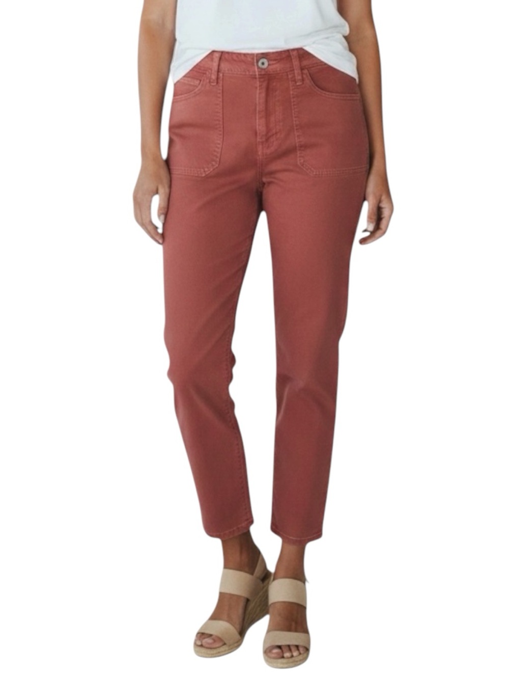 m. jeans by MAURICEs High-Rise Straight Crop Jeans in Rust Size 12 -- WOW!!!